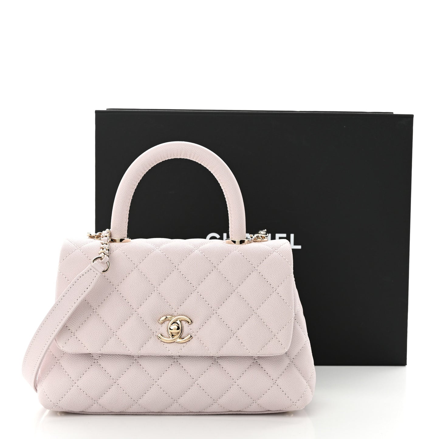 Caviar Quilted Mini Coco Handle Flap Light Pink