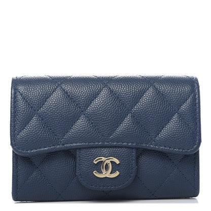 Chanel Caviar Quilted Flap Card Holder Navy Blue 1 of 9