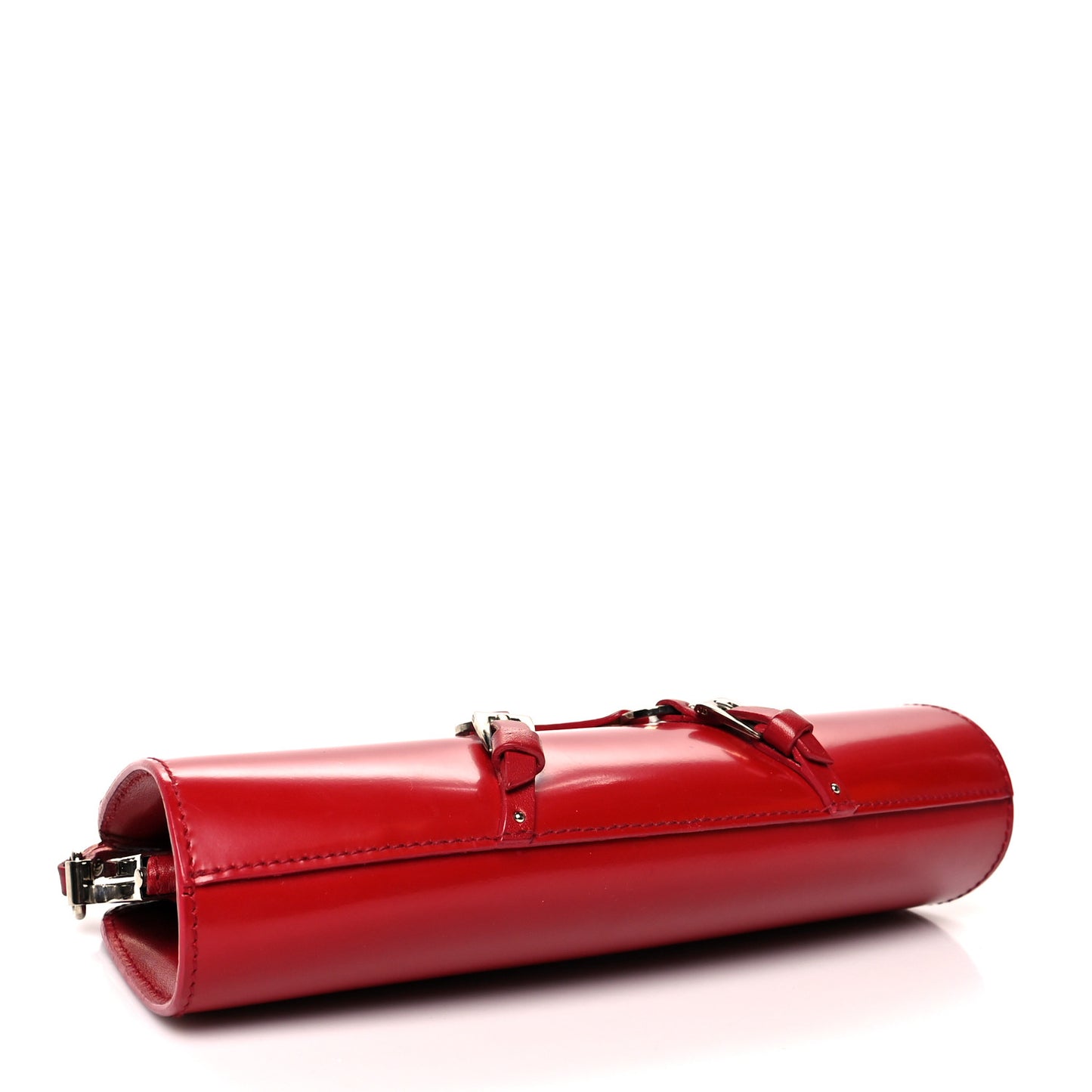 Glazed Calfskin Bondage Wristlet Clutch Rouge