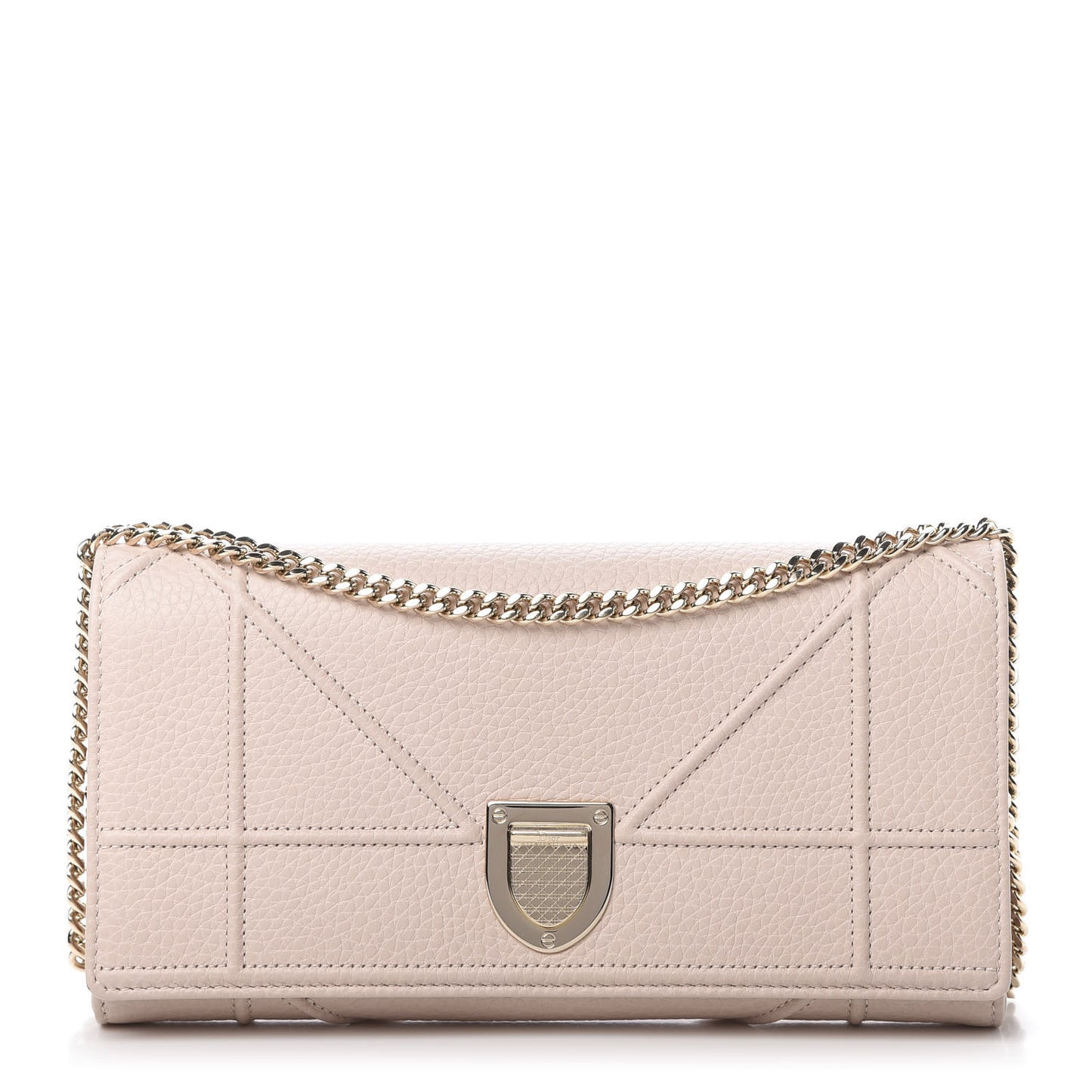 Grained Calfskin Diorama Croisiere Chain Wallet Rose Poudre