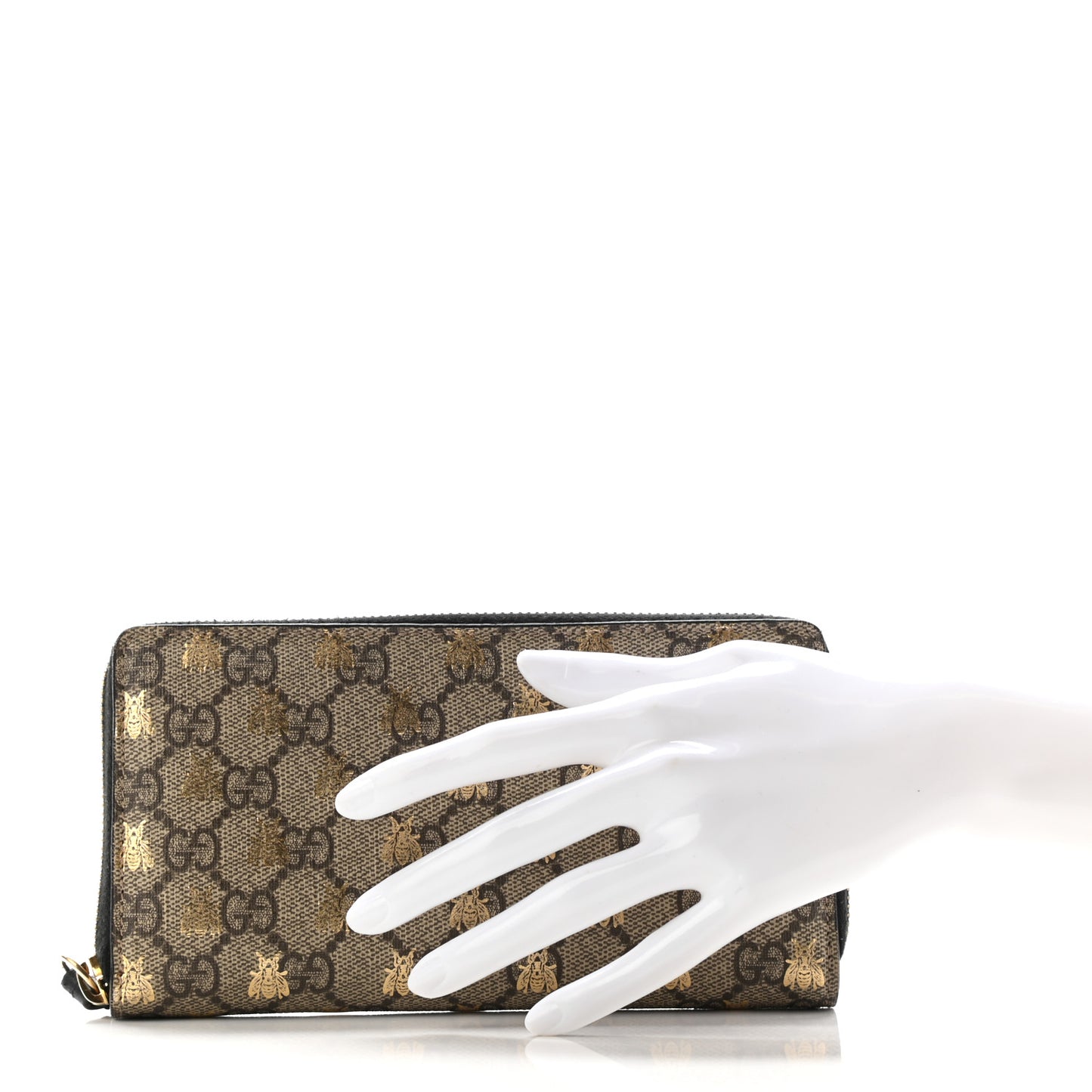 GG Supreme Monogram Bees Zip Around Wallet