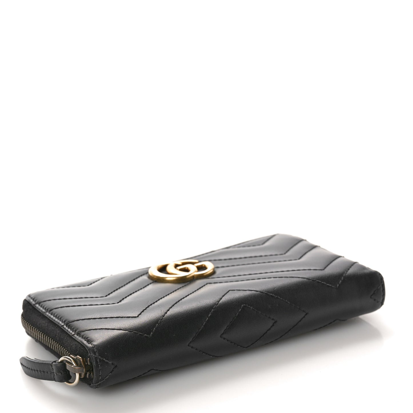 Calfskin Matelasse GG Marmont Zip Around Wallet Black