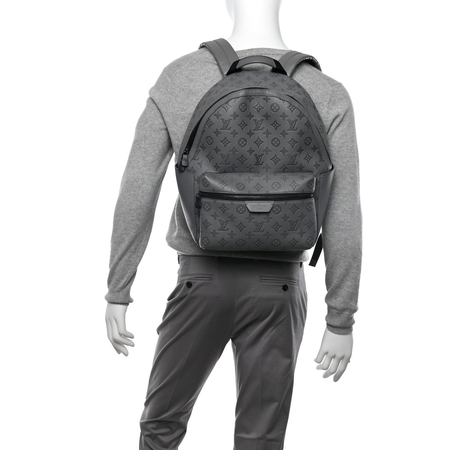 Louis Vuitton Calfskin Monogram Shadow Discovery Backpack Anthracite Gray 2 of 11