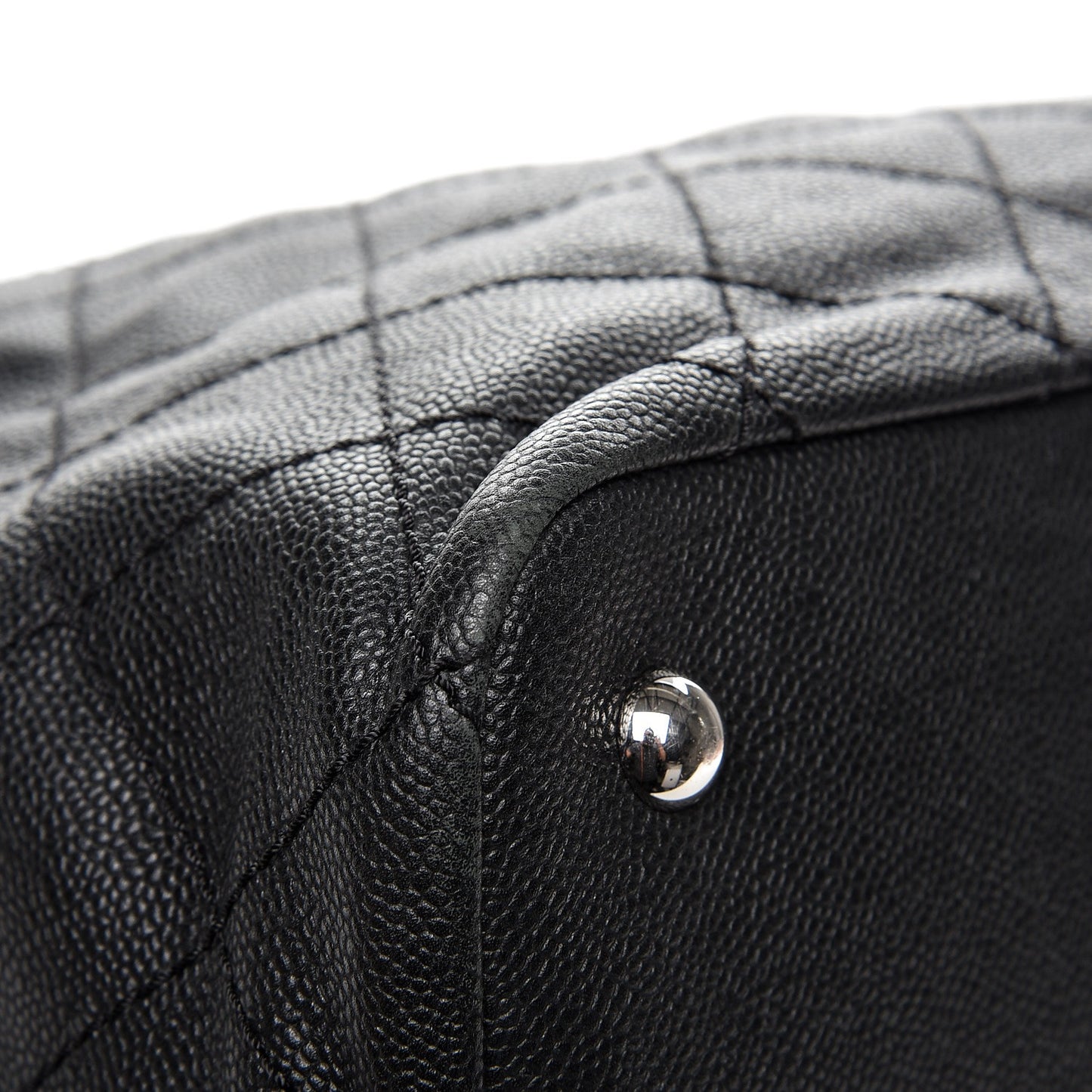 Grained Calfskin Quilted Large Daily Shopping Tote Black