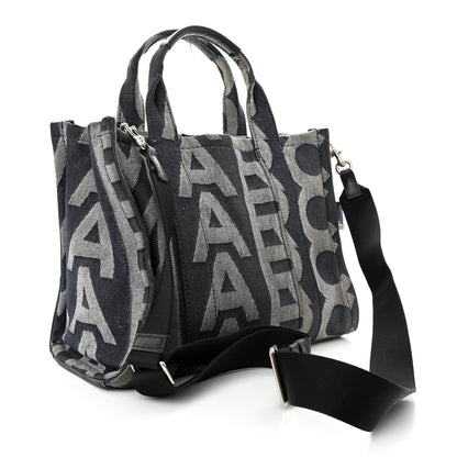Marc Jacobs Denim Jacquard Medium The Monogram Tote Bag Denim Blue 3 of 17