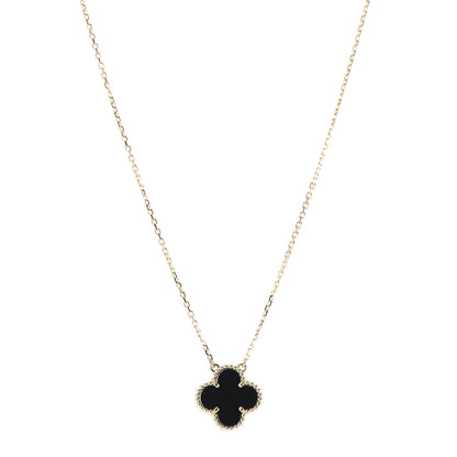 Van Cleef & Arpels 18K Yellow Gold Black Onyx Vintage Alhambra Pendant Necklace 1 of 6