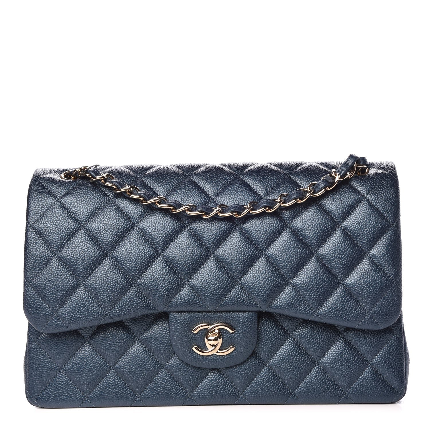Chanel Iridescent Caviar Quilted Jumbo Double Flap Dark Blue 1 of 9