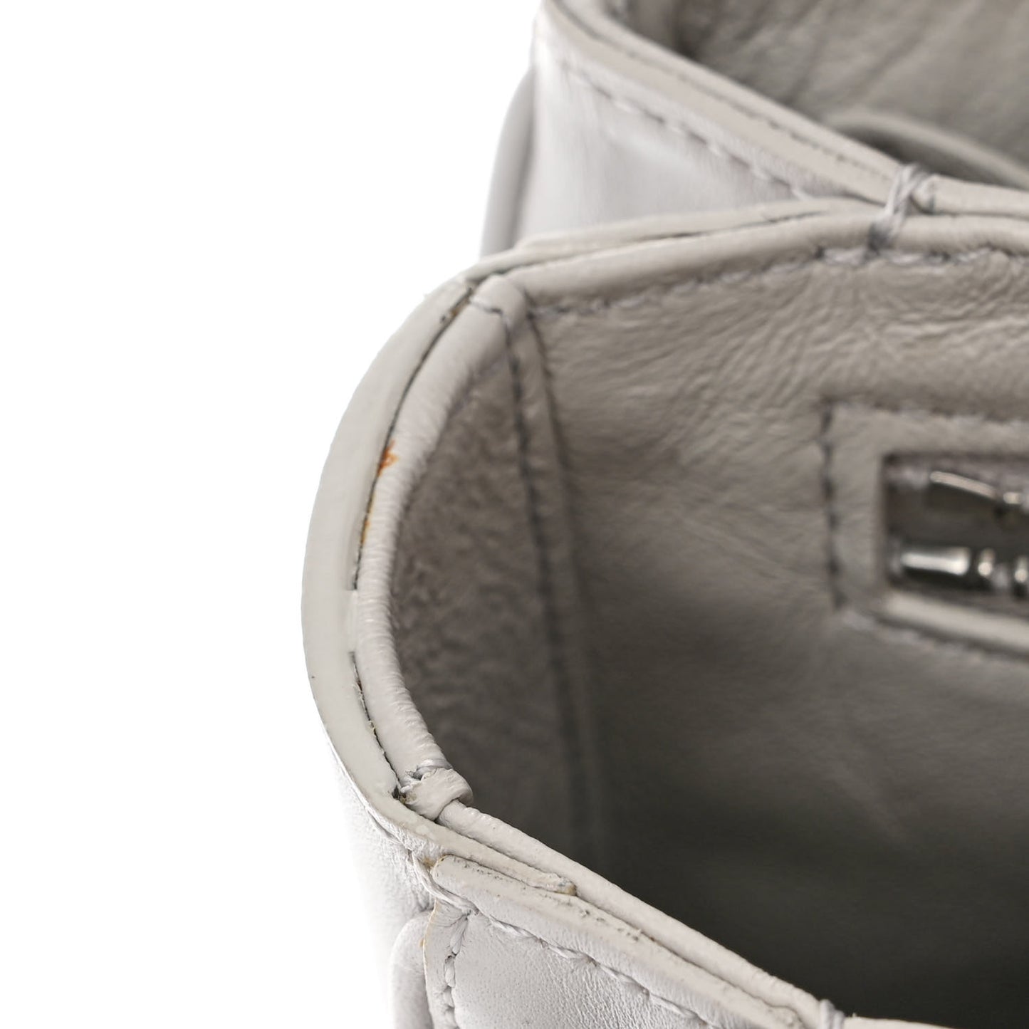 Shiny Calfskin Medium C Bag Pale Grey