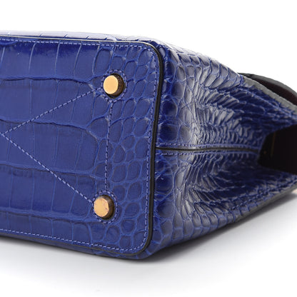 Mulberry Shiny Croc Calfskin Embossed Small Seaton Cobalt Blue 8 of 8