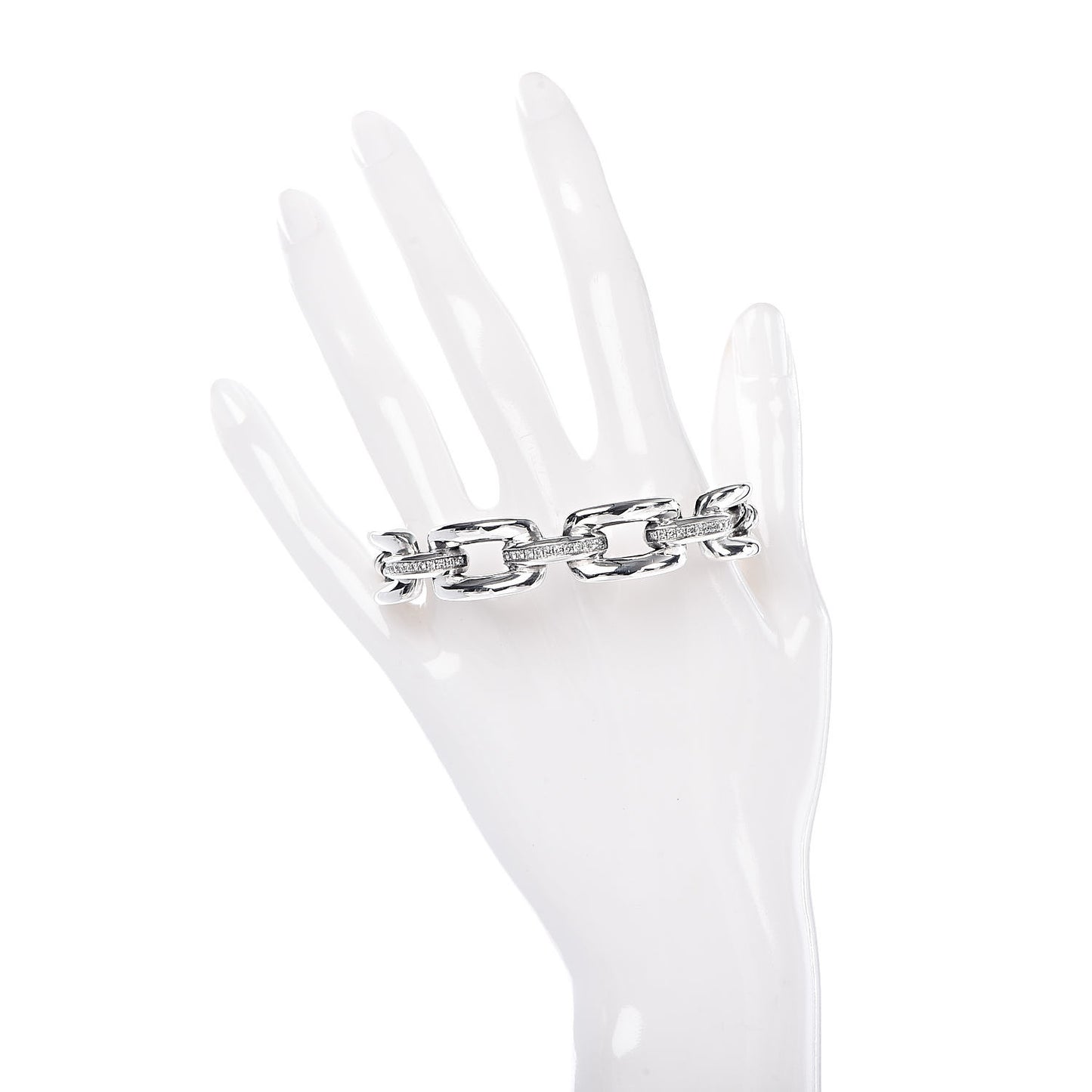 Sterling Silver Diamond 14mm Wellesley Link Cuff Bracelet