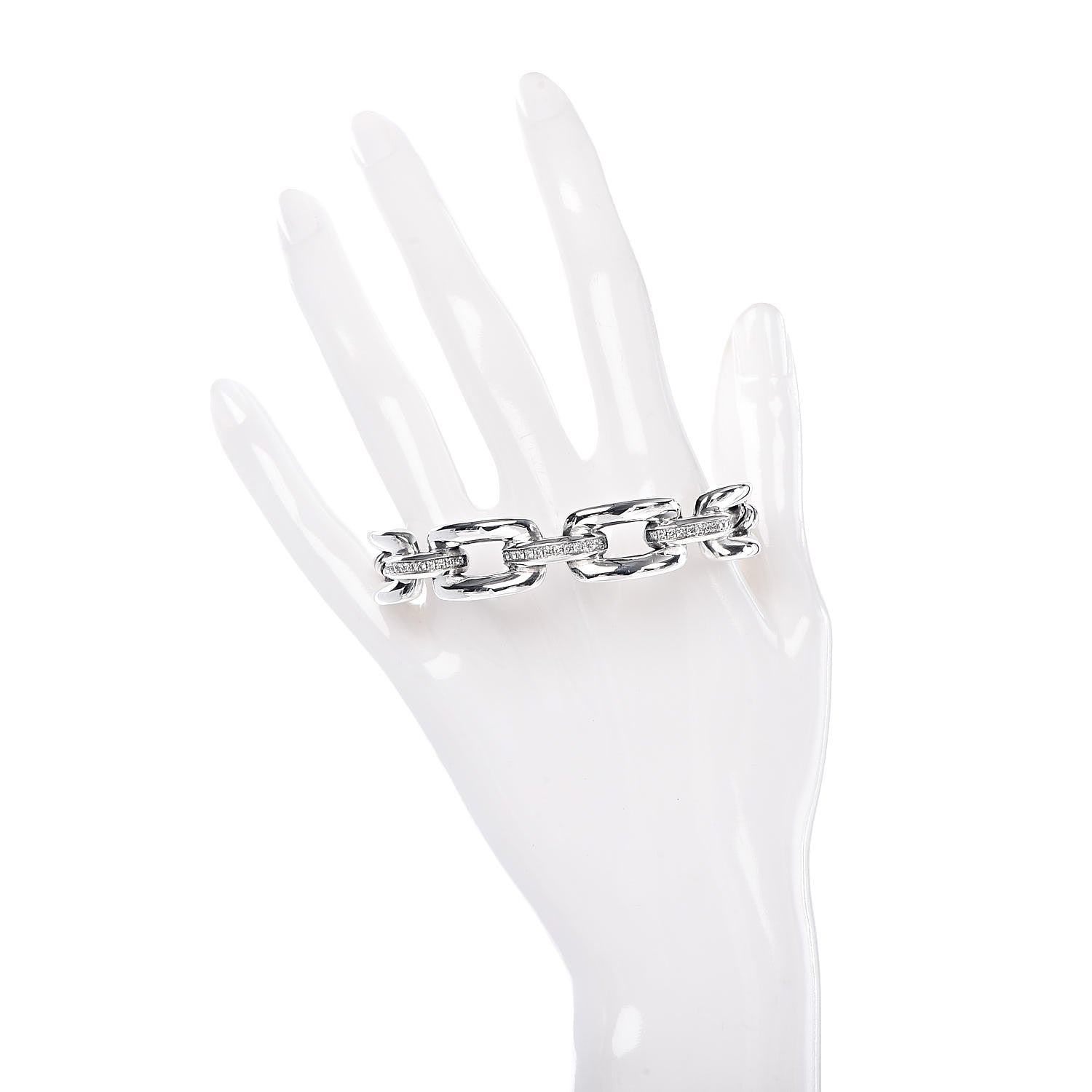David Yurman Sterling Silver Diamond 14mm Wellesley Link Cuff Bracelet 2 of 4