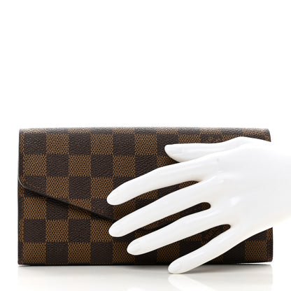 Louis Vuitton Damier Ebene Sarah Wallet NM Rose Ballerine 2 of 9
