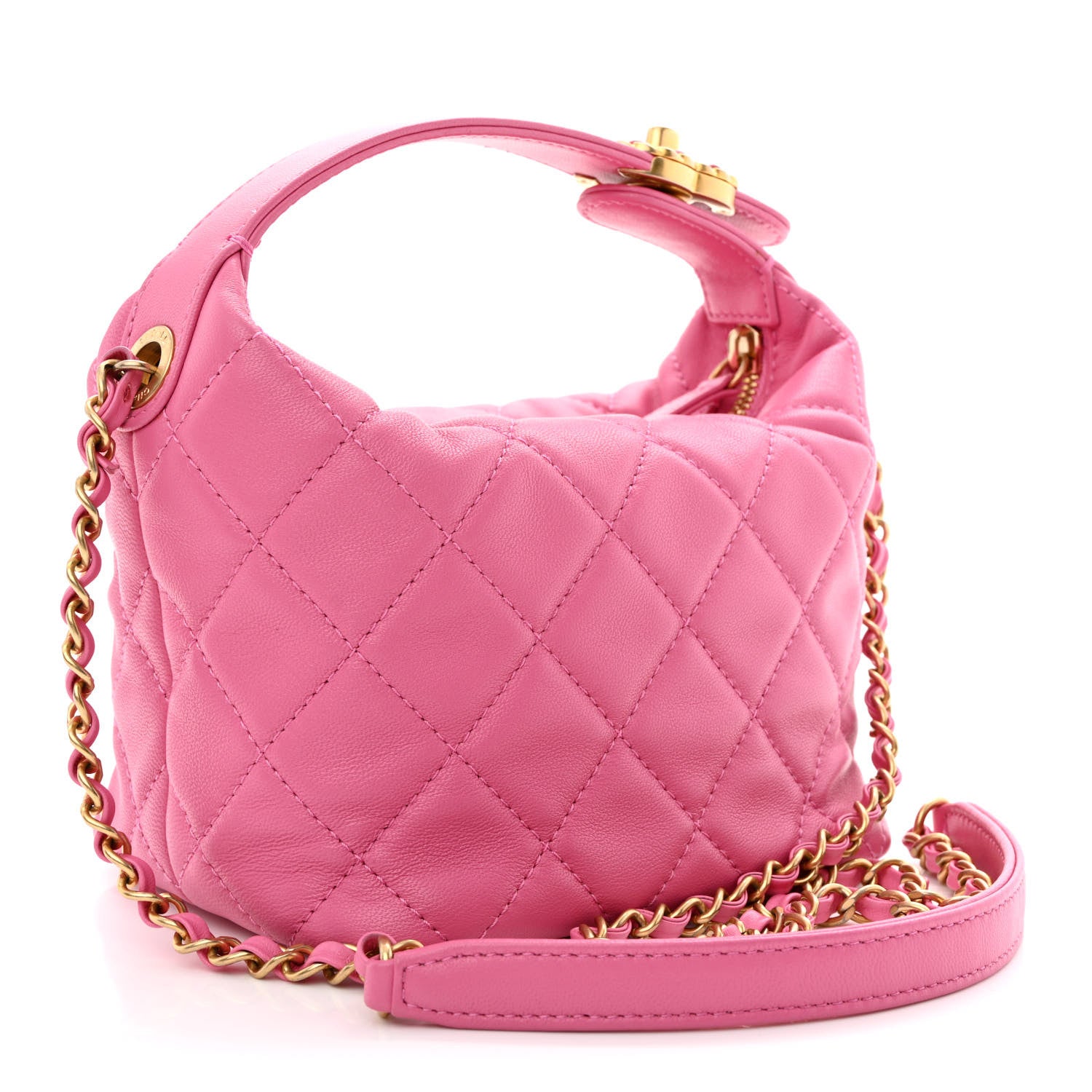 Chanel Lambskin Quilted Small Perfect Meeting Hobo Pink 3 of 10
