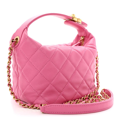 Chanel Lambskin Quilted Small Perfect Meeting Hobo Pink 3 of 10