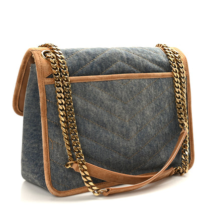 Saint Laurent Denim Suede Monogram Medium Niki Chain Satchel Blue Cinnamon 2 of 8