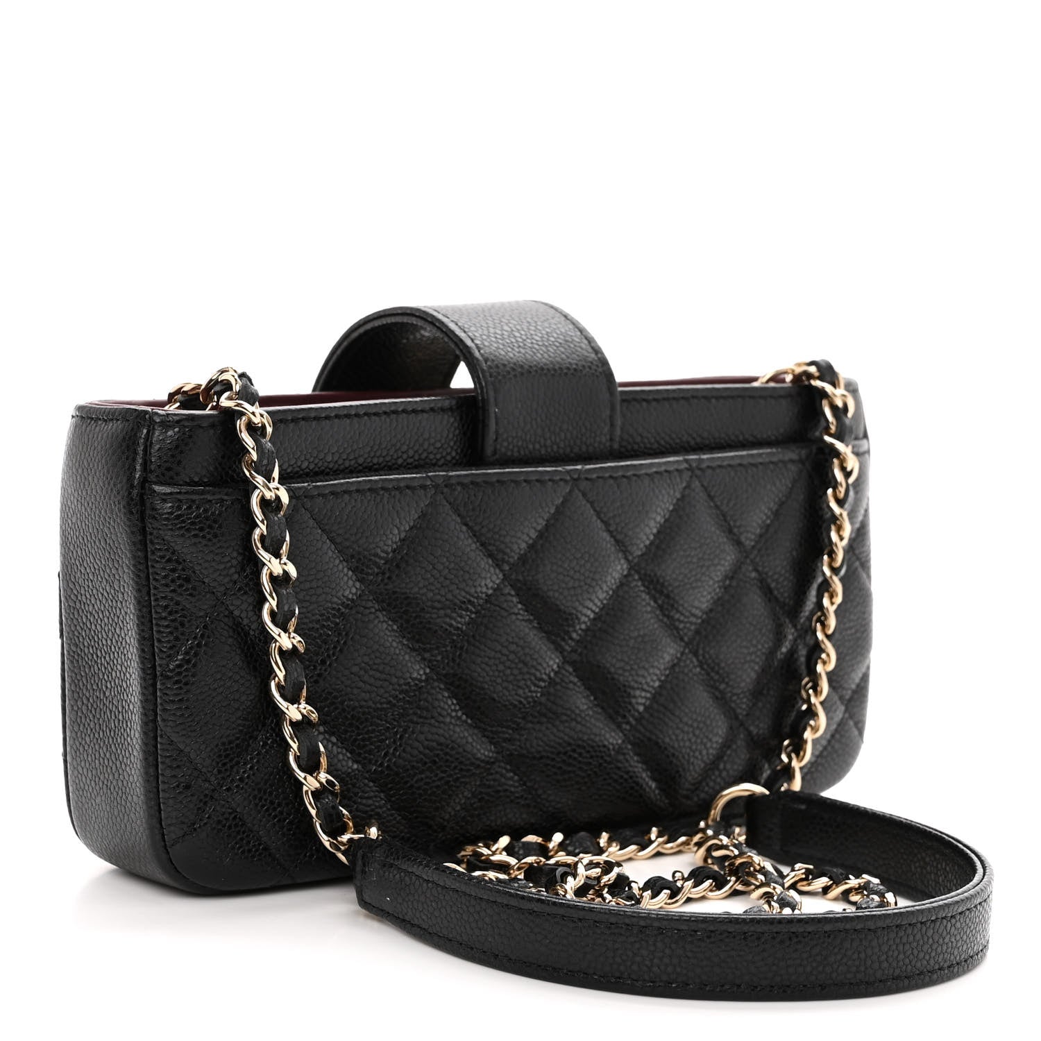 Chanel Caviar Quilted Phone Holder With Chain Black 3 of 10