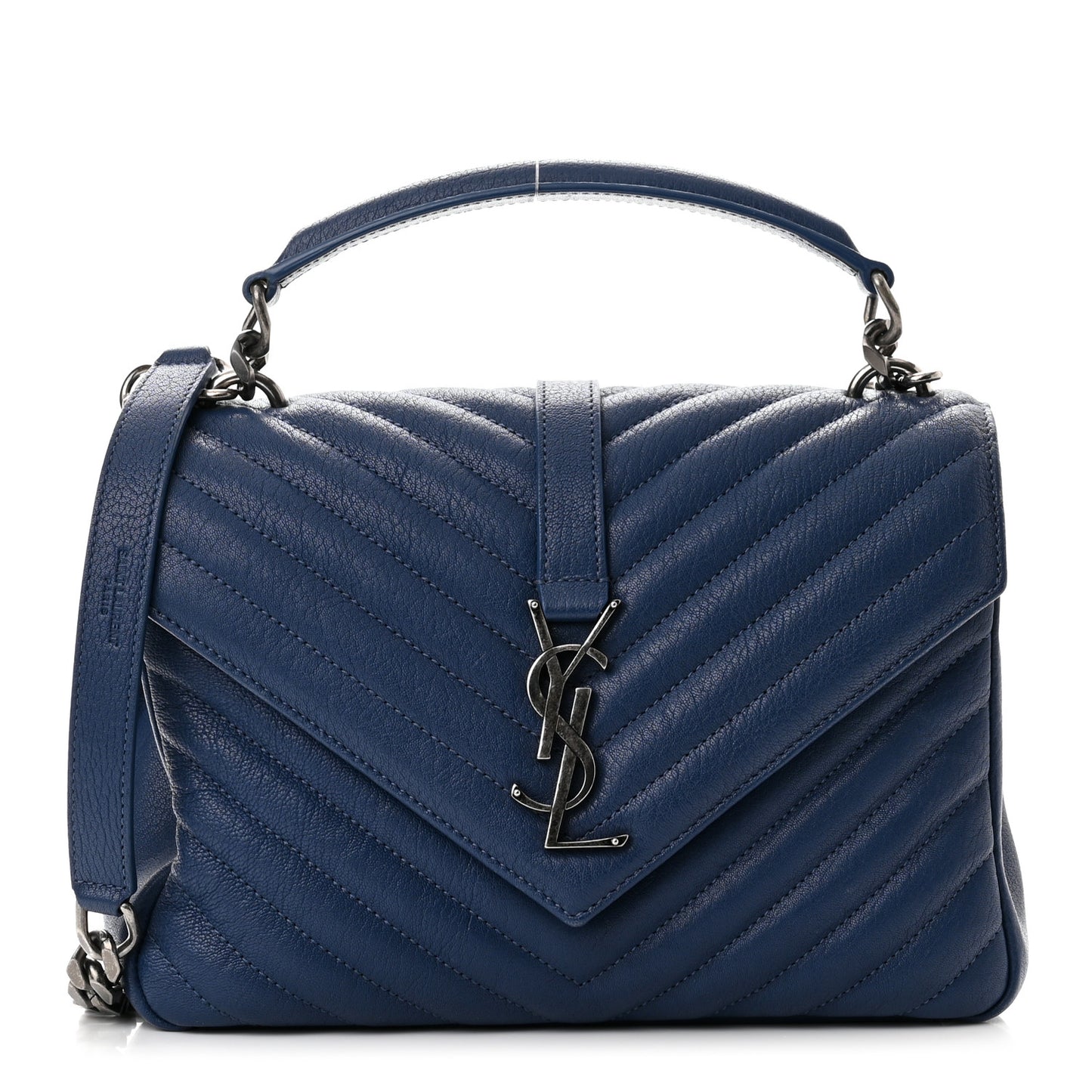 Sheepskin Matelasse Chevron Monogram Medium College Bag Royal Blue