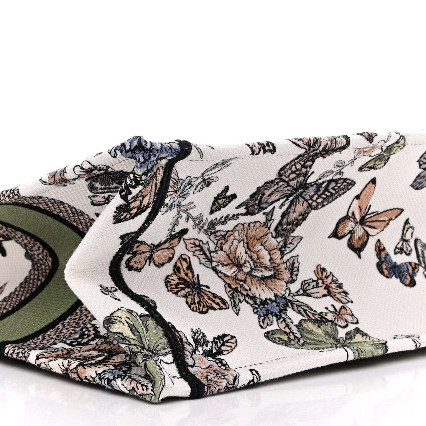 Canvas Embroidered Toile de Jouy Mexico Medium Book Tote White Multicolor