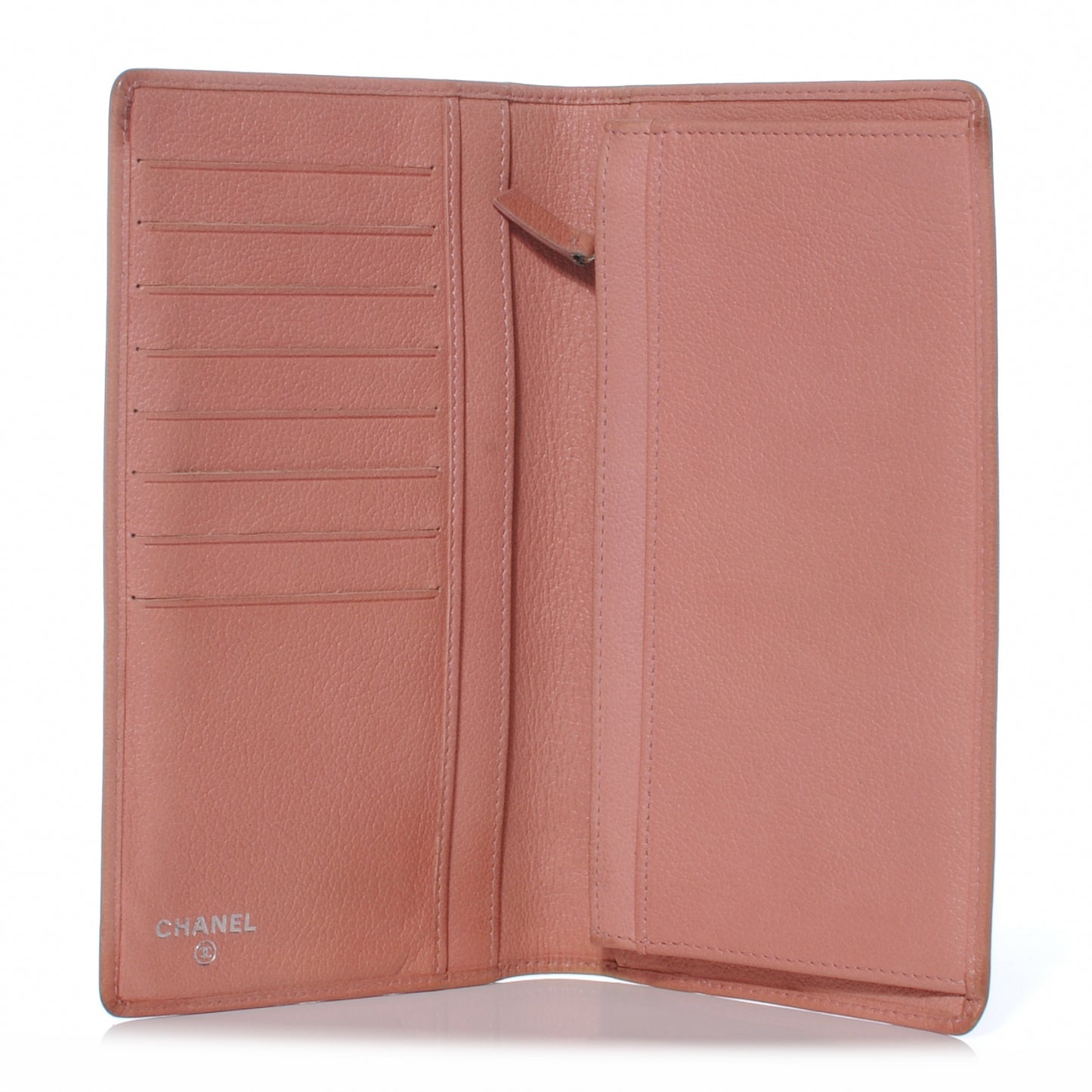 Leather Camellia Yen Wallet Pink
