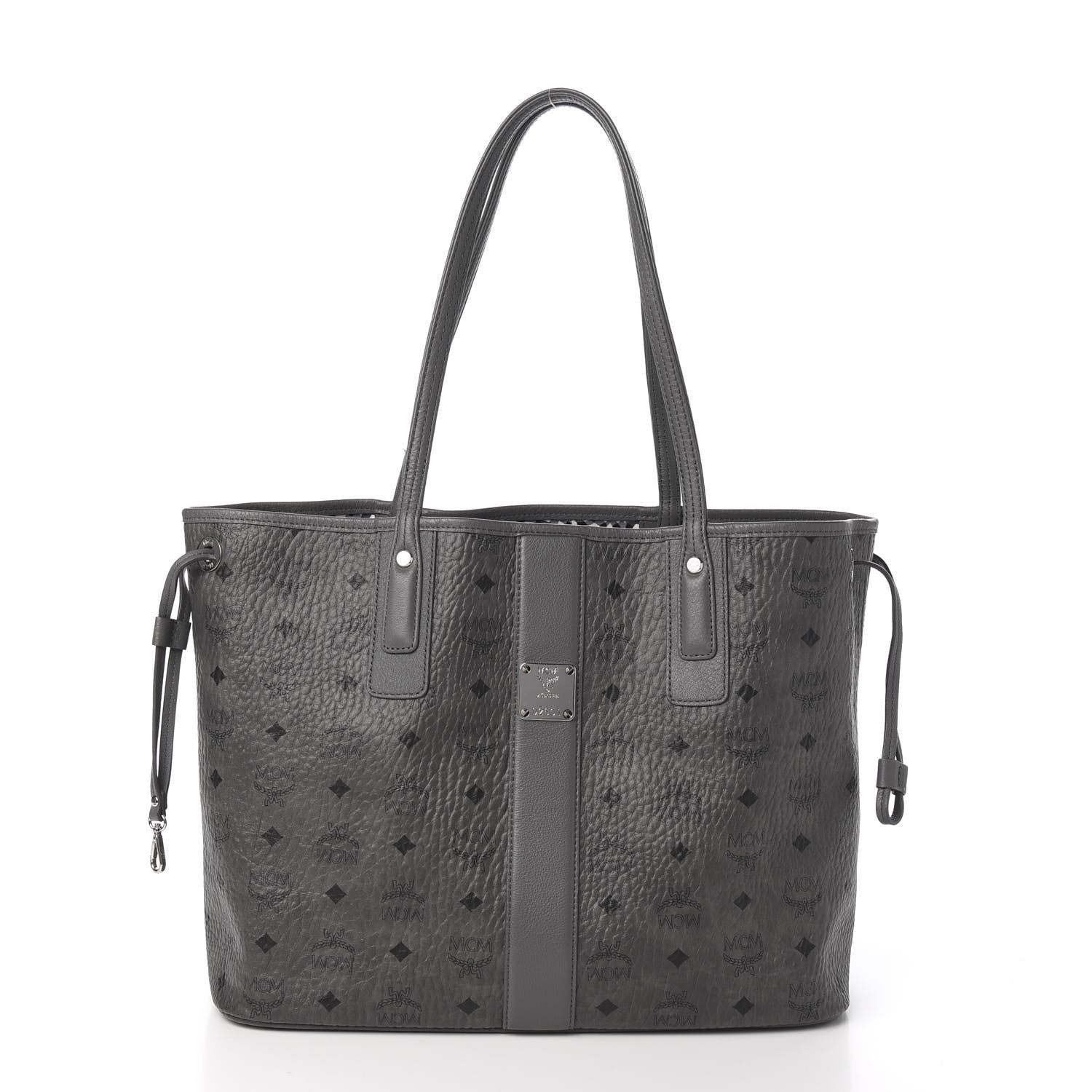 MCM Visetos Medium Liz Reversible Shopper Tote Phantom Grey 2 of 16