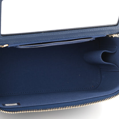 Chanel Lambskin Quilted Small Top Handle Vanity Case With Chain Dark Blue 6 of 11