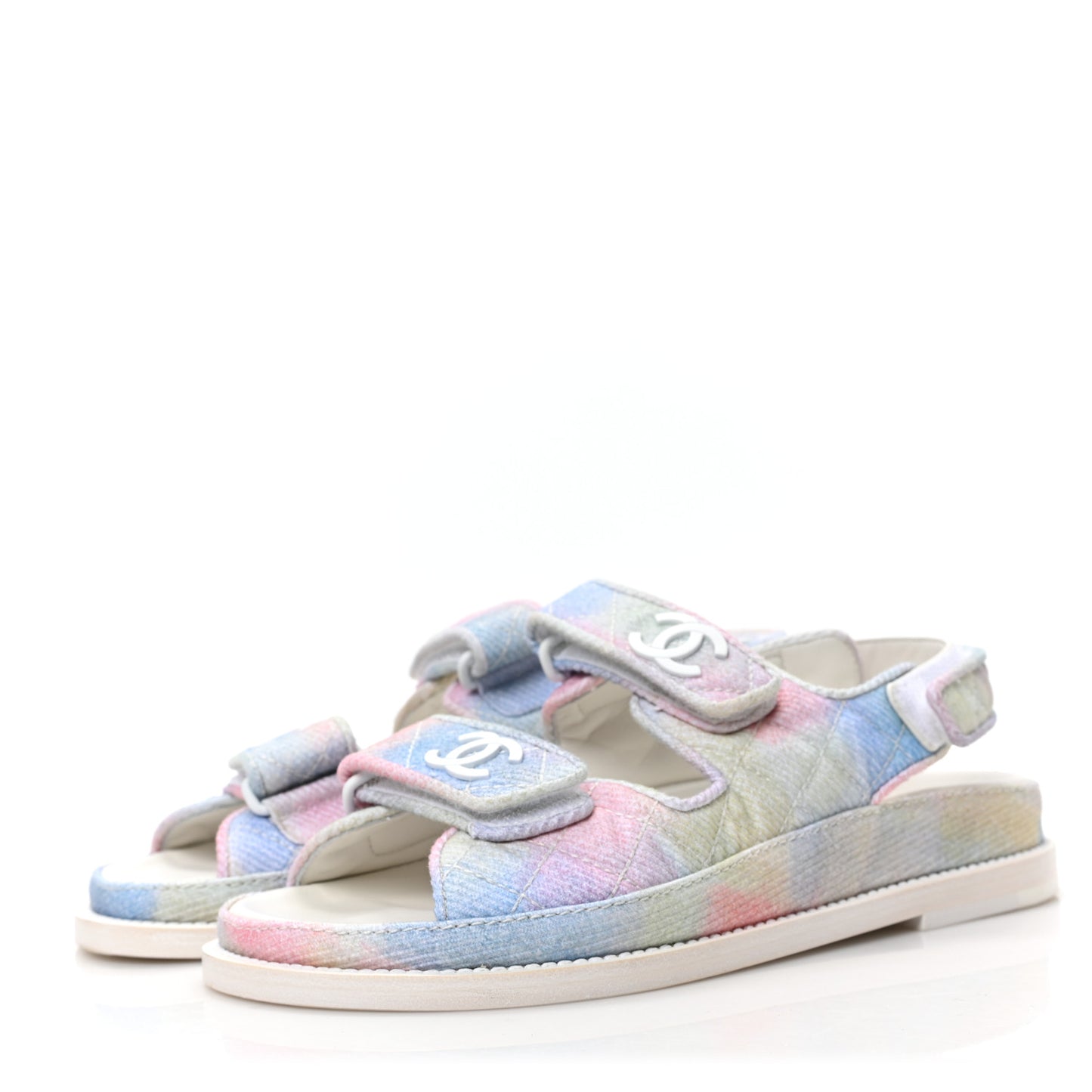 Printed Fabric Quilted Dad Sandals 35 Green Pink Blue
