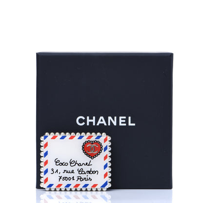 Chanel Resin Pearl Letter Brooch Black White Blue Red 7 of 7