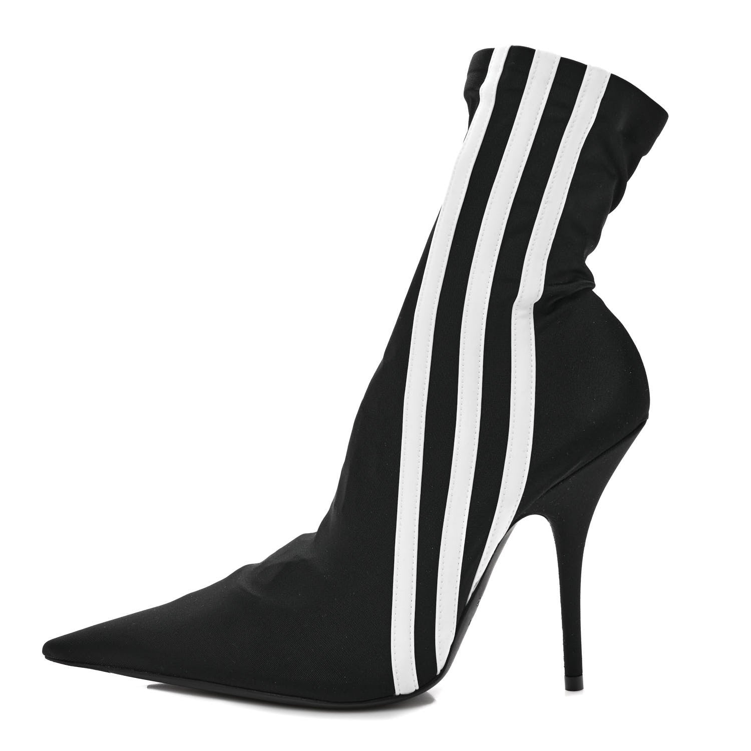 Balenciaga X ADIDAS Matte Spandex Pointed Toe Knife 110mm Ankle Boots 36 Black White 1 of 7