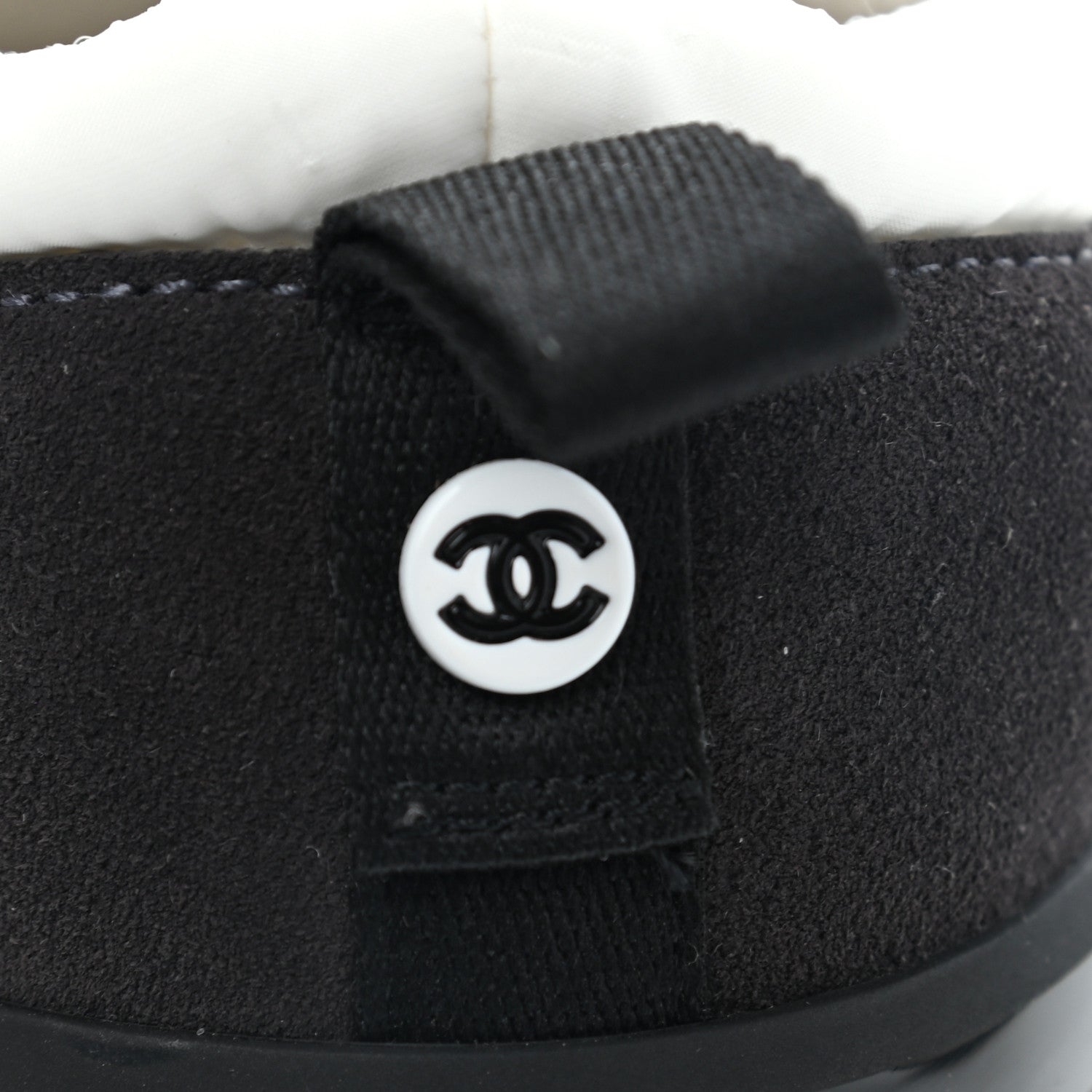 Chanel Nylon Suede Calfskin CC Sneakers 36 White Dark Grey 9 of 12