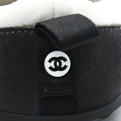 Chanel Nylon Suede Calfskin CC Sneakers 36 White Dark Grey 9 of 12