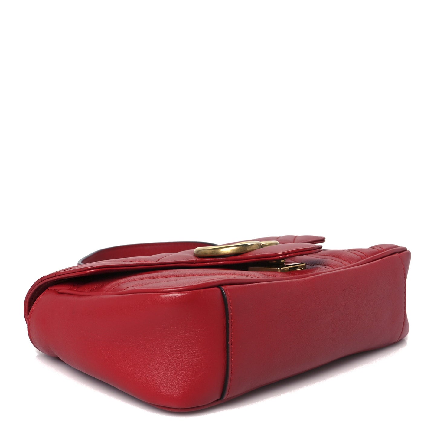 Calfskin Matelasse Mini GG Marmont Shoulder Bag Hibiscus Red