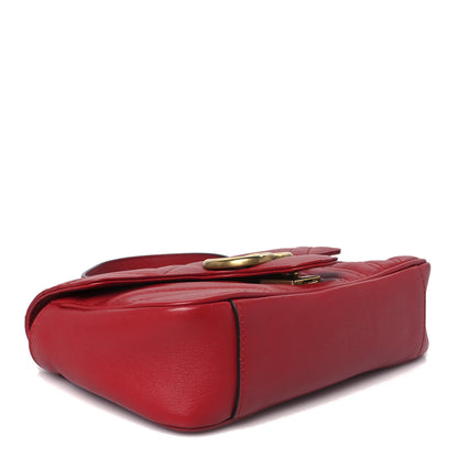 Gucci Calfskin Matelasse Mini GG Marmont Shoulder Bag Hibiscus Red 4 of 11