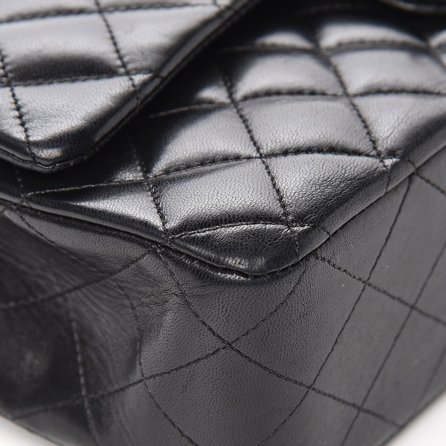 Lambskin Quilted Medium Double Flap Black