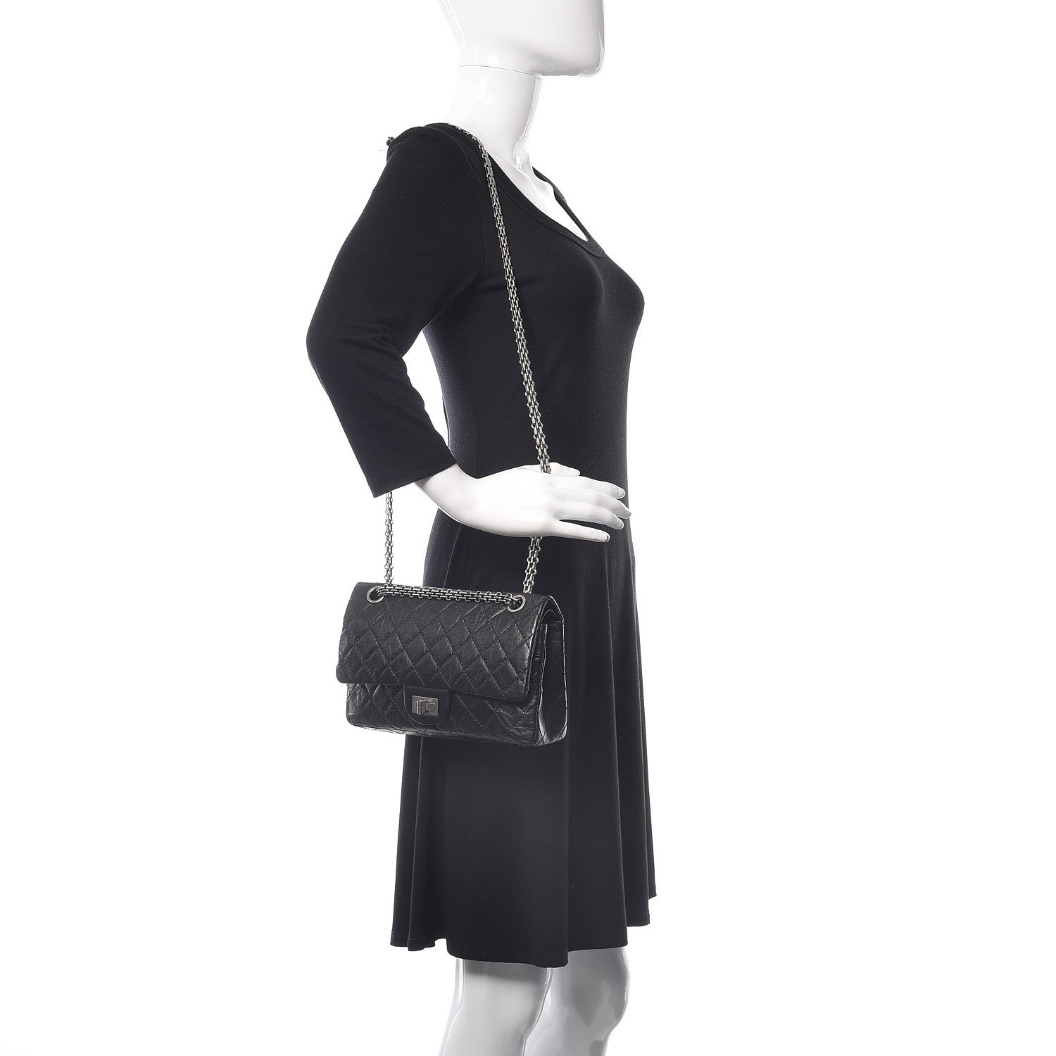 Chanel Aged Calfskin Quilted 2.55 Reissue 225 Flap Black 2 of 9