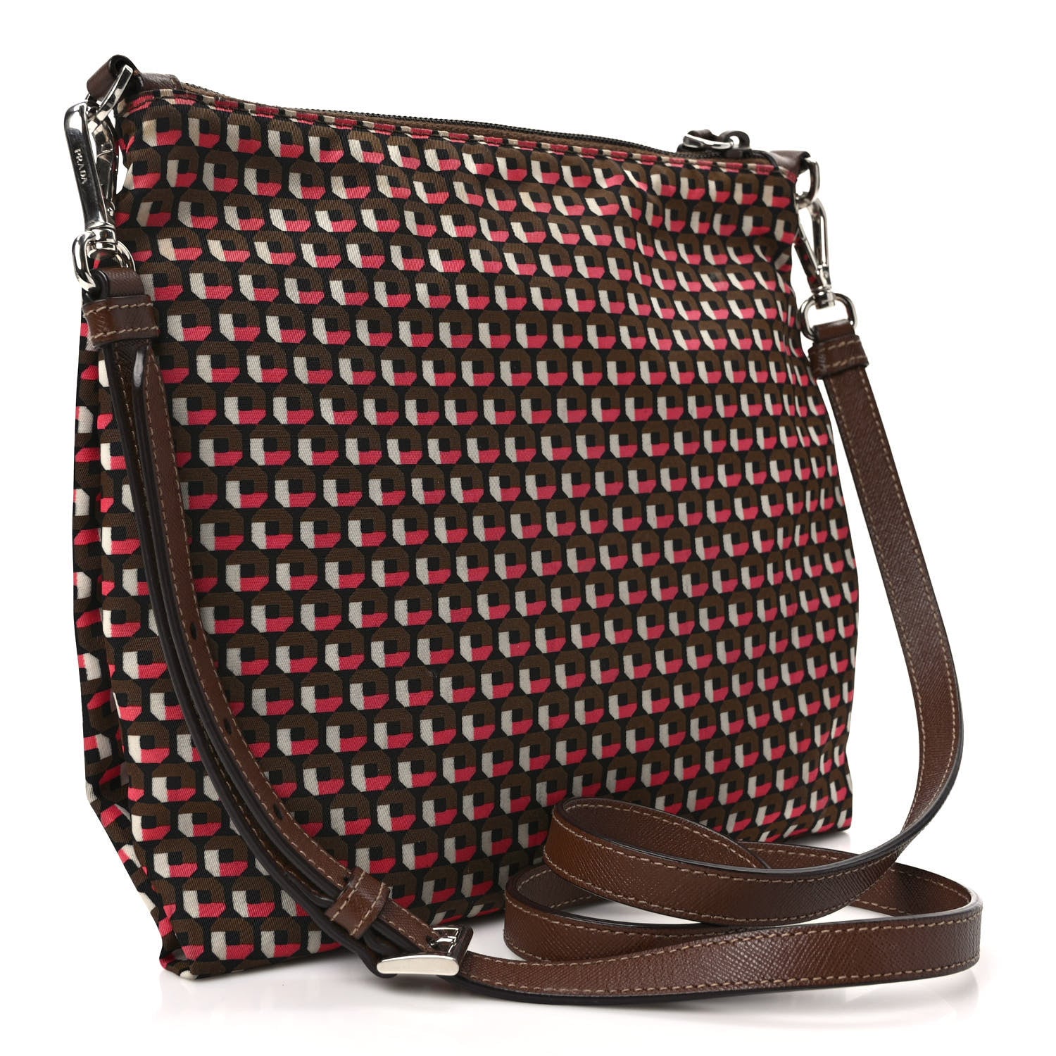 Prada Tessuto Stampato Nylon Saffiano Otta Print Tote Rosa 3 of 9