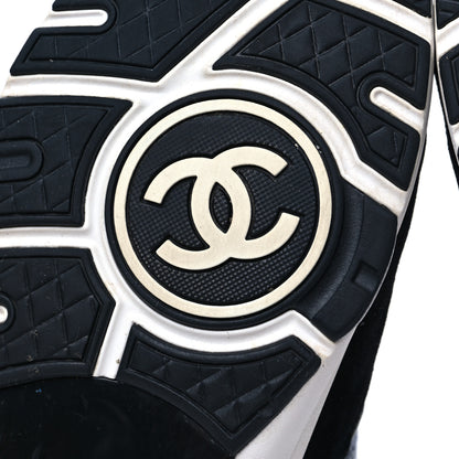 Chanel Fabric Suede Calfskin CC Sneakers 41 Black Grey Dark Grey 11 of 14