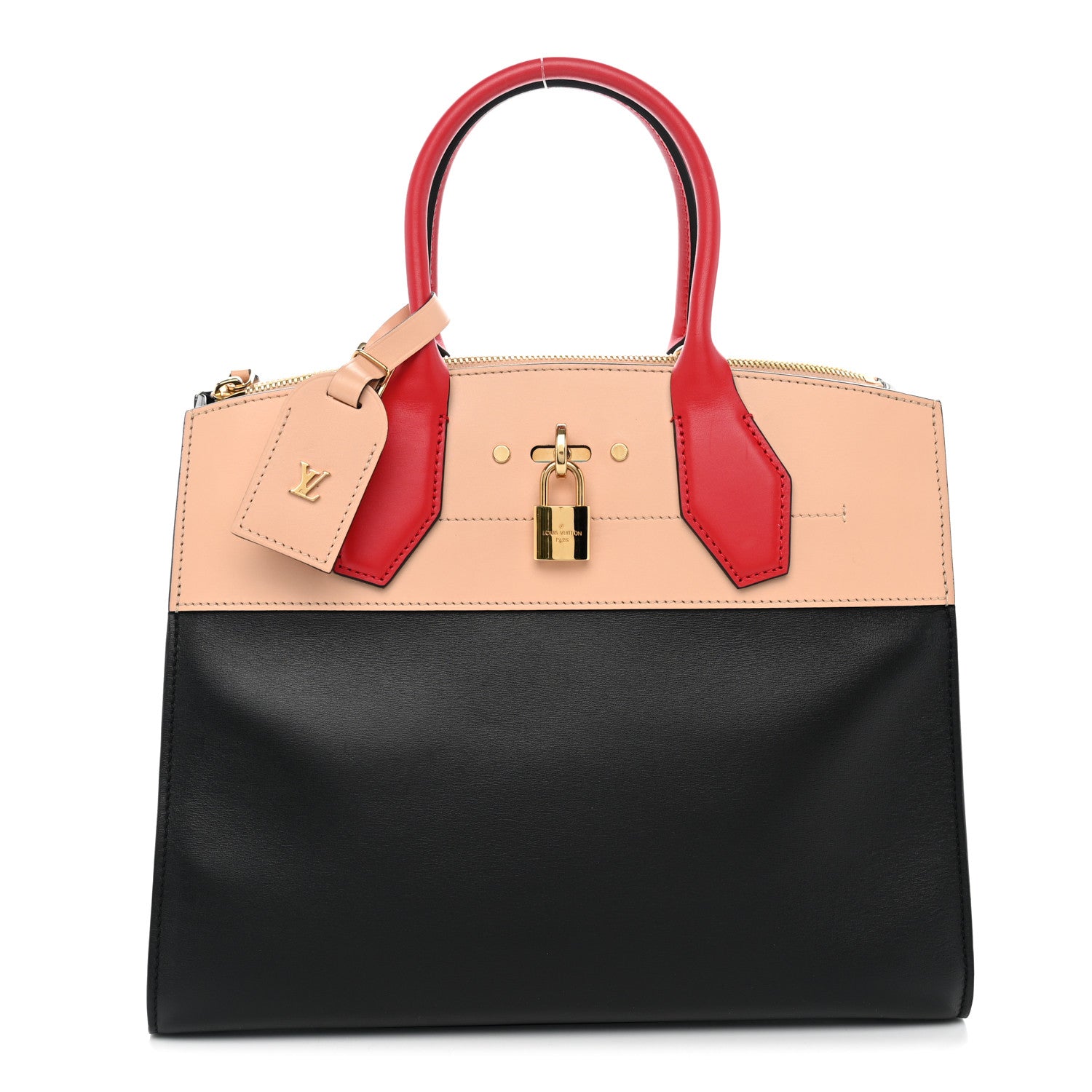 Louis Vuitton Calfskin City Steamer MM Black Creme Bourgogne 1 of 9