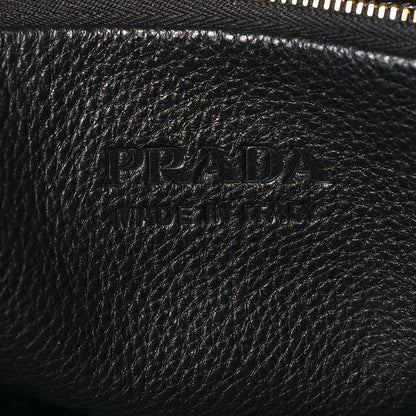 Prada Vitello Daino Soft Perforated Logo Tote Black 6 of 9