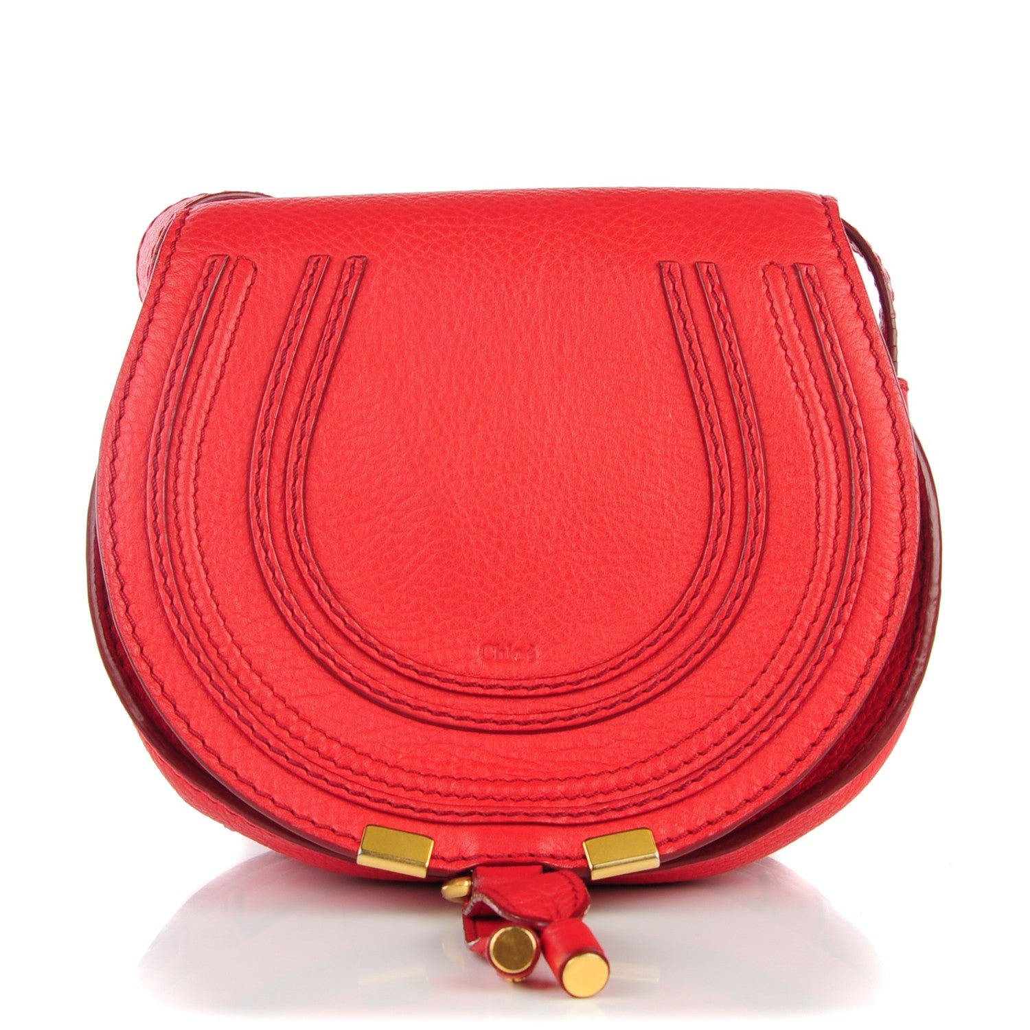 Chloe Calfskin Mini Marcie Round Crossbody Bag Red 1 of 8