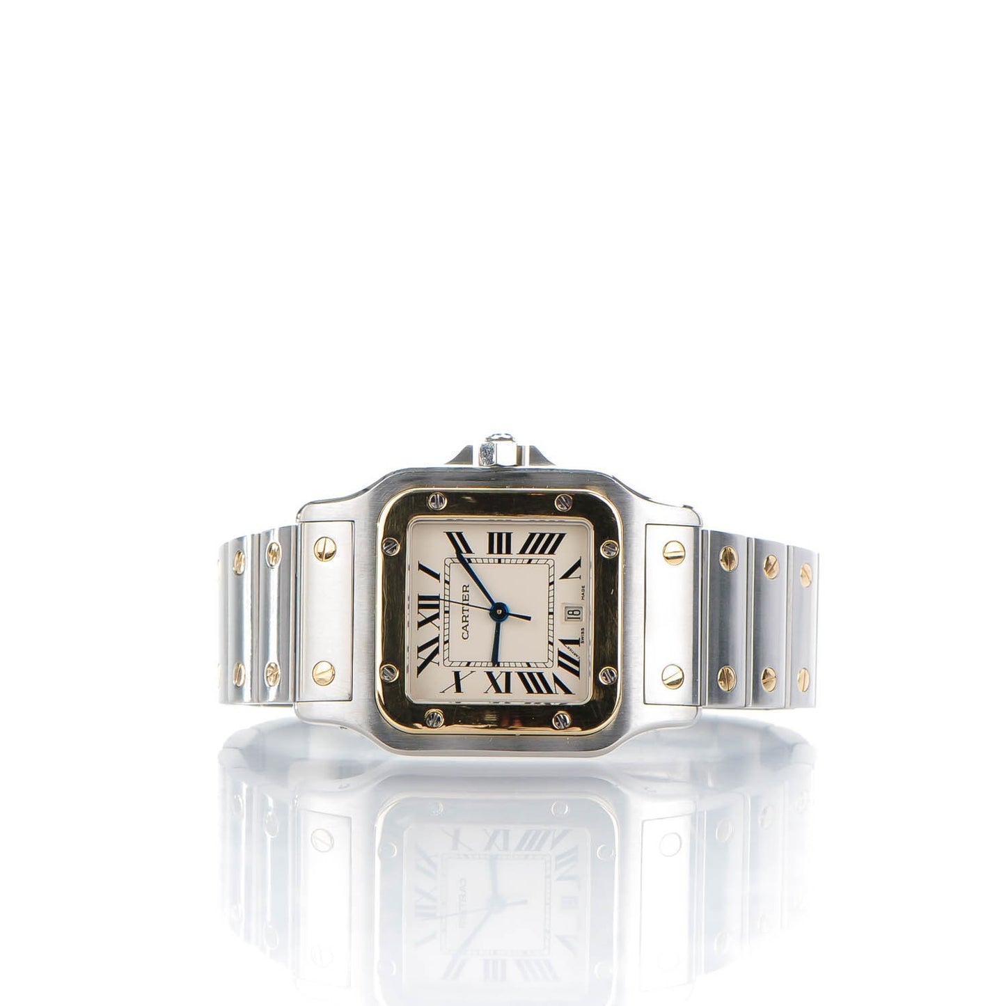 Stainless Steel 18K Yellow Gold 29mm Santos De Galbee Quartz Watch