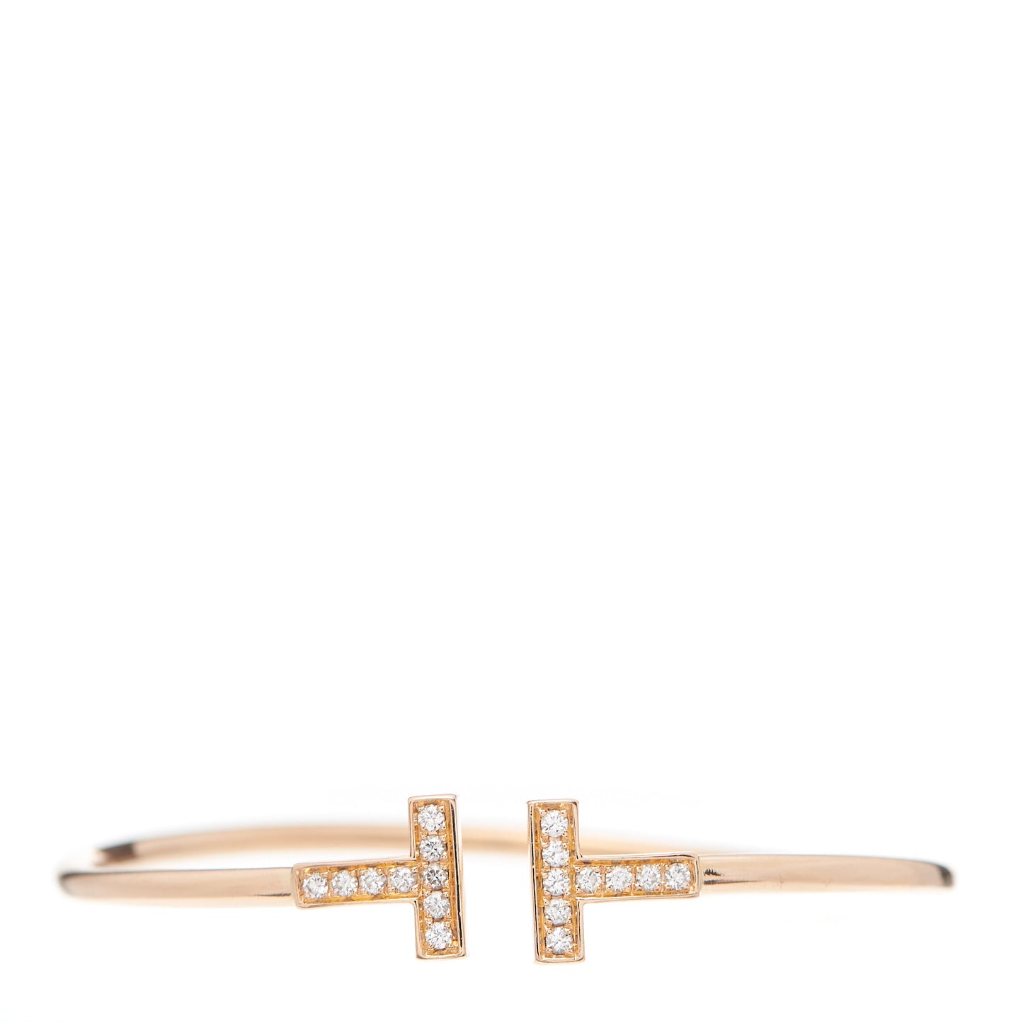 18K Yellow Gold Diamond T Wire Bracelet