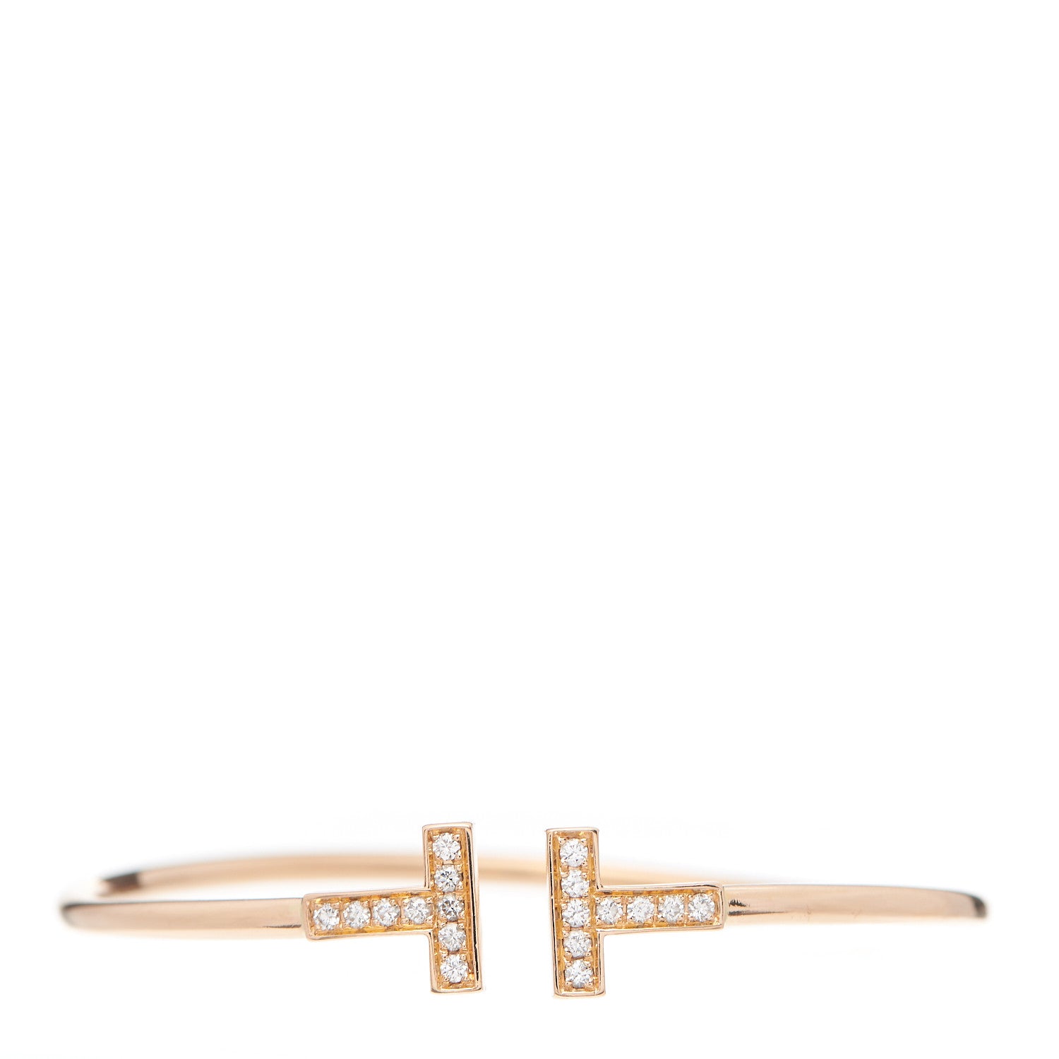 Tiffany 18K Yellow Gold Diamond T Wire Bracelet 1 of 5