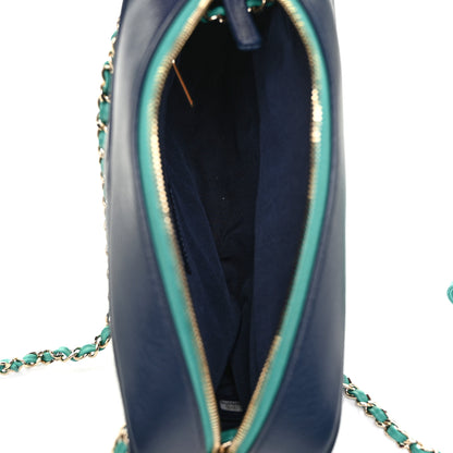 Chanel Goatskin Quilted Tri-Color Medium In & Out Camera Case Navy Turquoise Pink 6 of 13