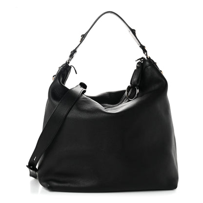 Gucci Pebbled Calfskin Large Icon Bit Hobo Black 1 of 11