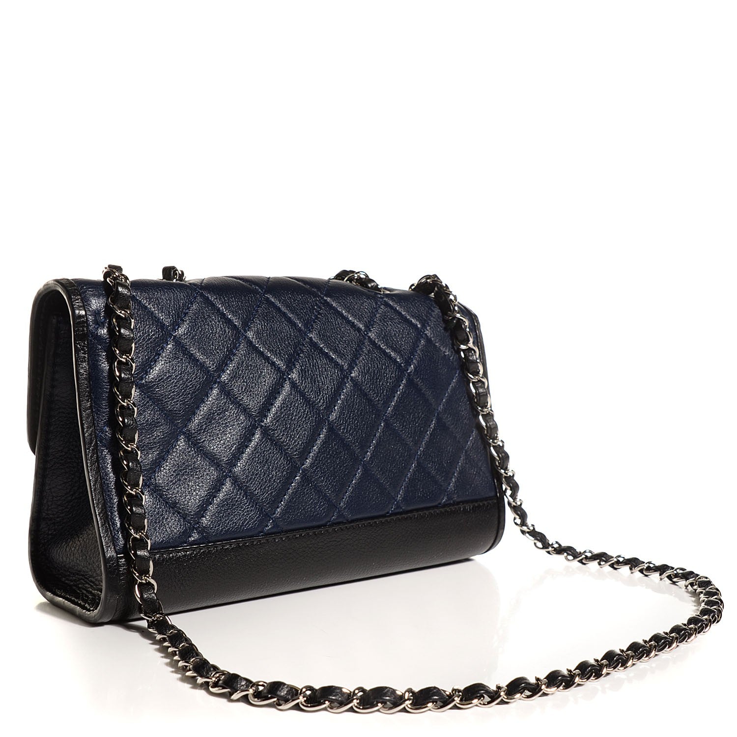 Chanel Calfskin Quilted Medium Flap Navy Black 3 of 8