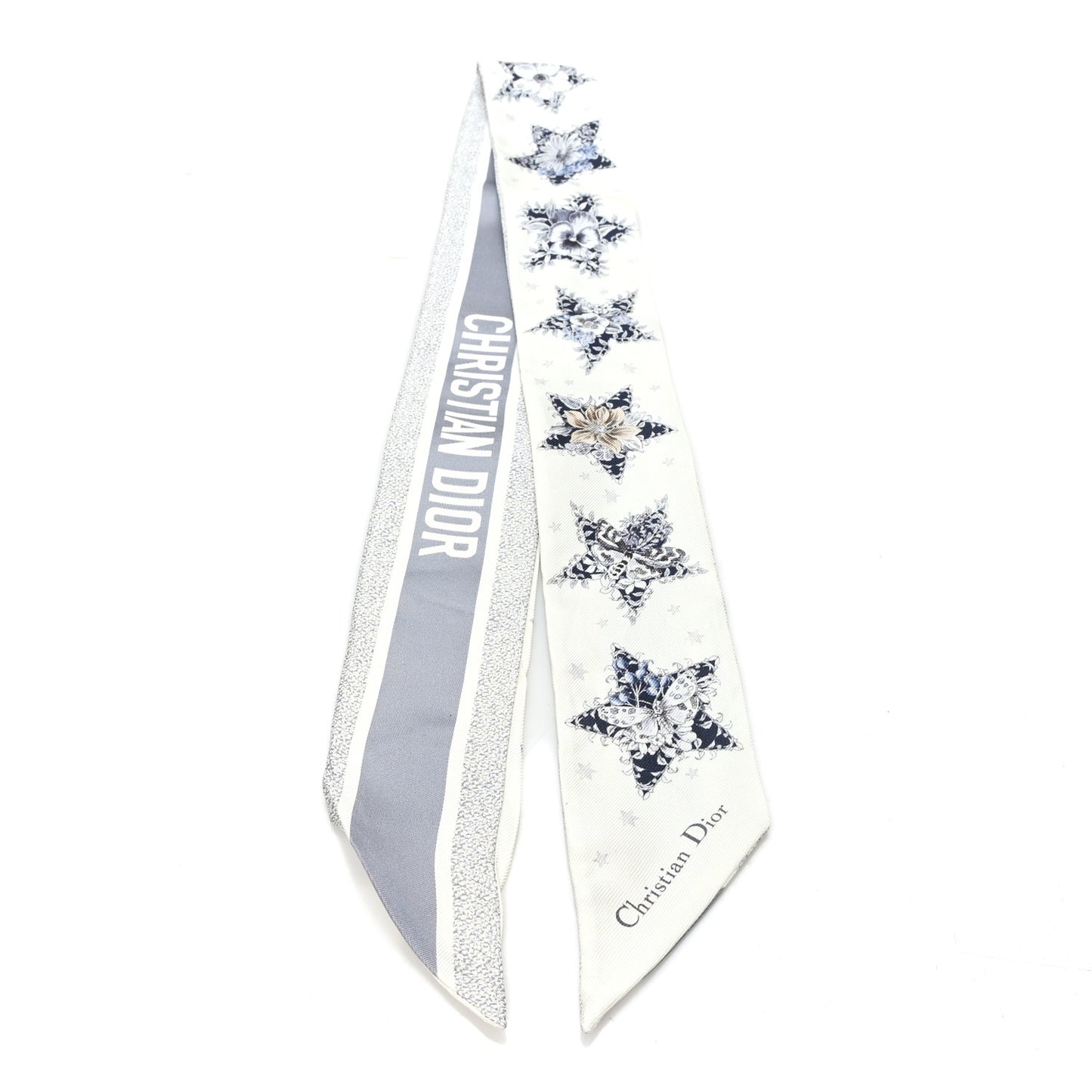 Silk Mitzah Scarf Grey White