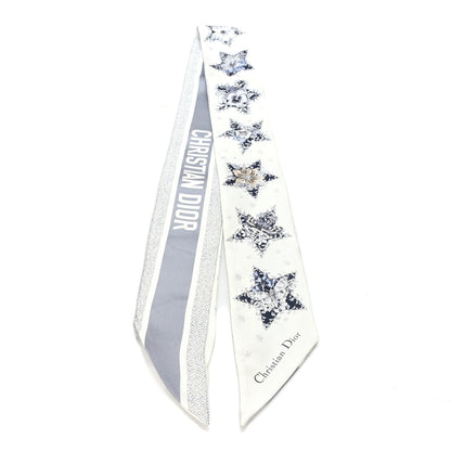 Christian Dior Silk Mitzah Scarf Grey White 2 of 3
