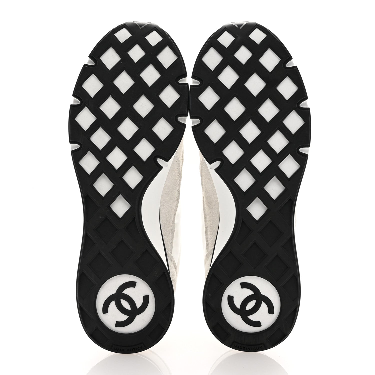 Chanel Nylon Suede Kidskin Calfskin Logo Sneakers 38 White Black 6 of 11
