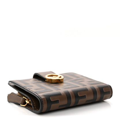 Fendi Vitello Soft F is Fendi Bi-Color FF 1974 Embossed Compact Wallet Maya Black 4 of 8