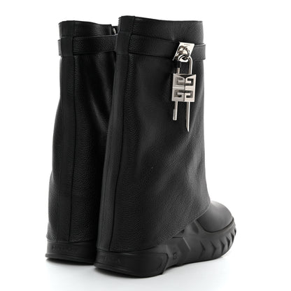 Givenchy Grained Calfskin Shark Lock Biker Ankle Boots 41 Black 4 of 7